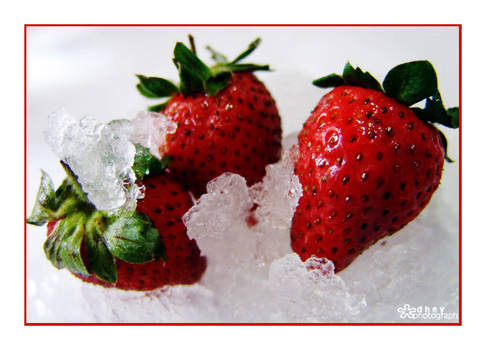 .frozen strawberries.