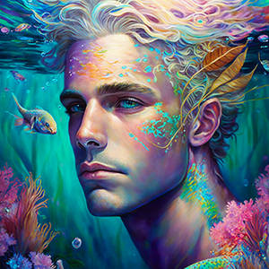 Sad blond merman