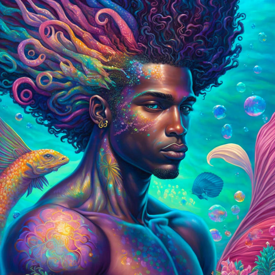 gorgeous African merman with afro by imnoai on DeviantArt