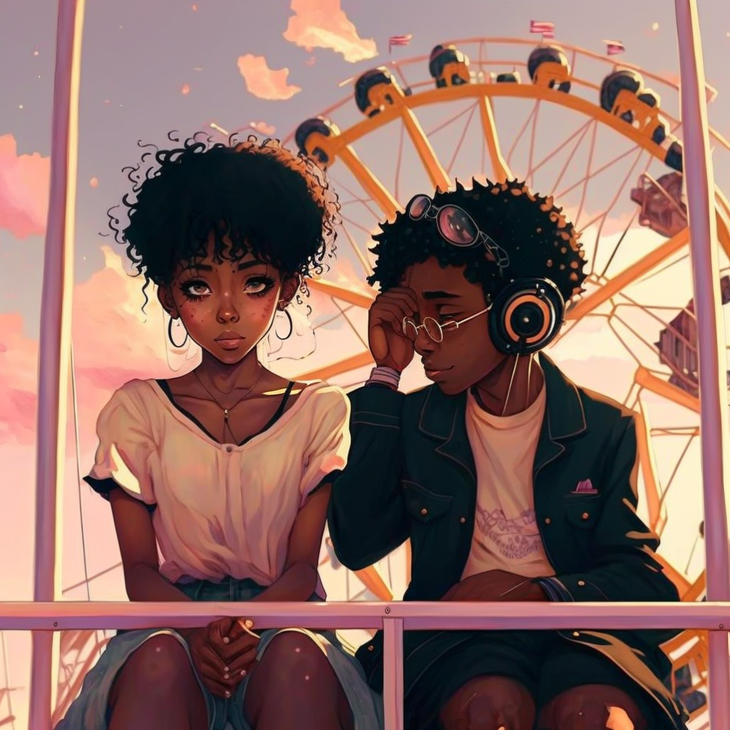 Adorable black couple enjoying date by imnoai on DeviantArt