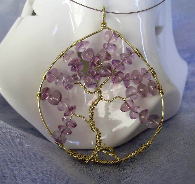 Tree of Life pendant, Wire tree pendant, Amethyst