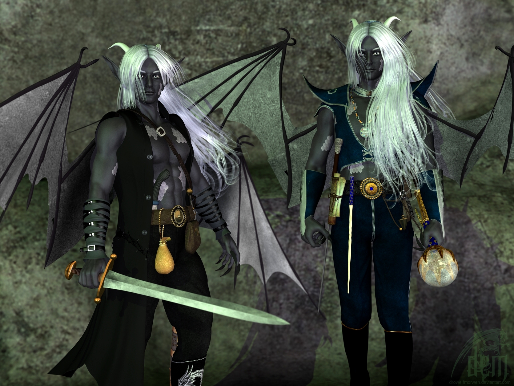 Dragon-Descended Drow :: Honglath and Veldrin