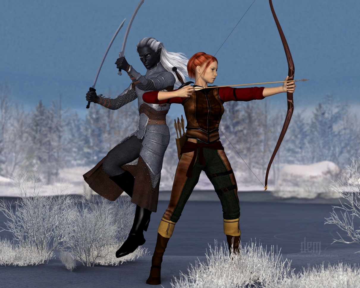 Fight Practice :: Drizzt and Catti-brie