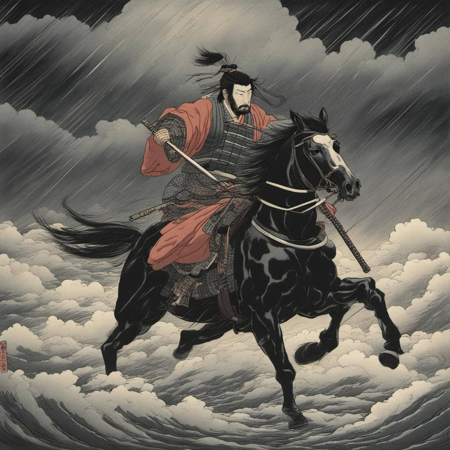 Samurai riding a horse in a storm by jasonbootland1974 on DeviantArt