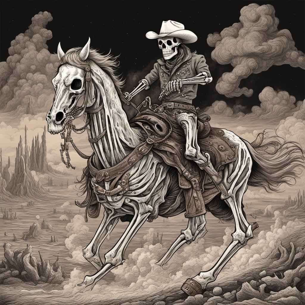 Skeleton cowboy riding skeleton horse in hell by jasonbootland1974 on ...