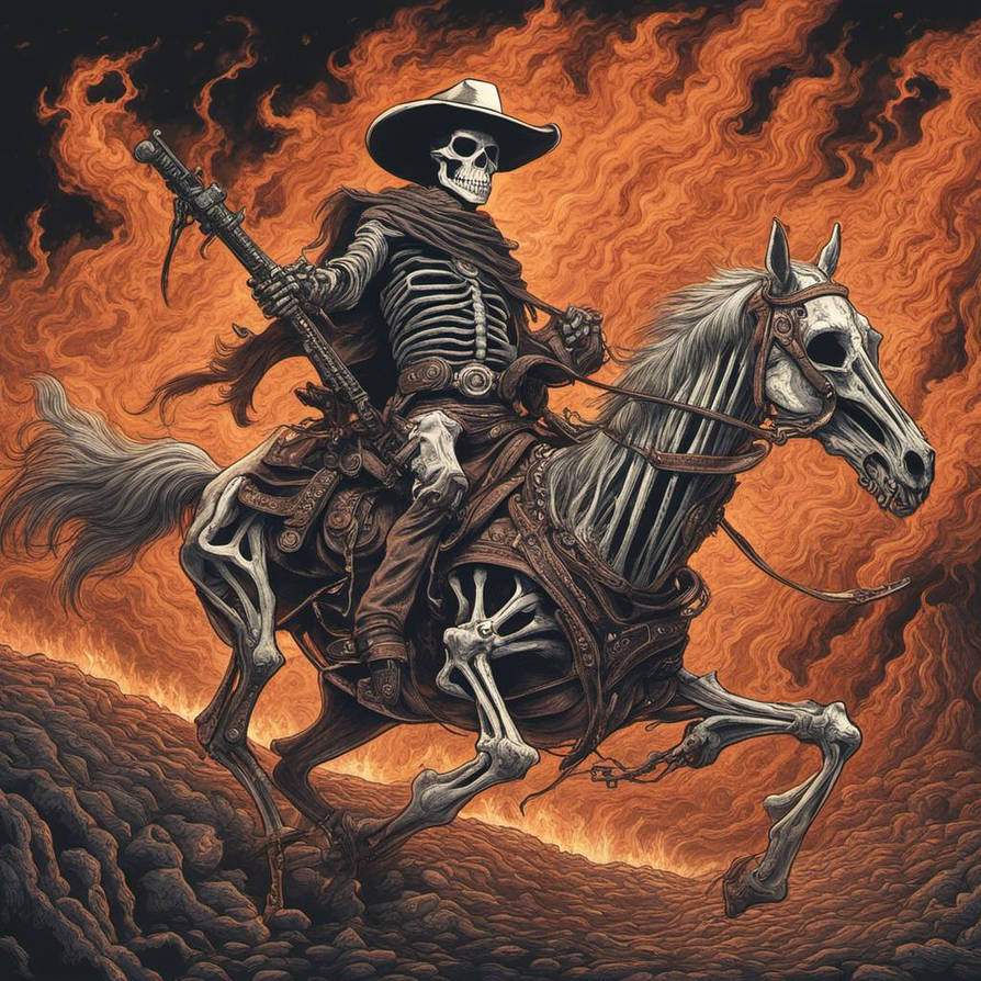 Skeleton cowboy riding skeleton horse in hell by jasonbootland1974 on ...