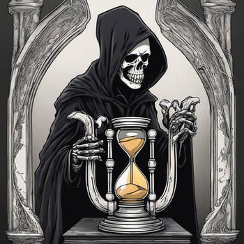 Grim reaper holding hourglass 