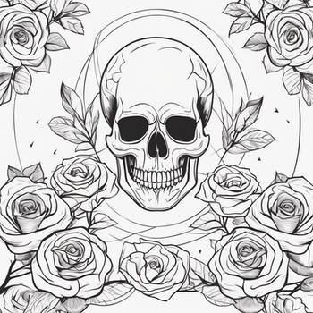 Skull with roses around it