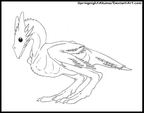 Springnight Wyvernoid Chick  -LineArt Adoptable-