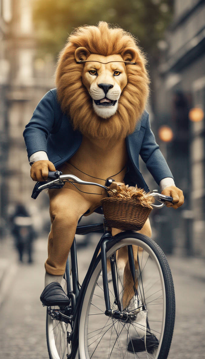 Lion Radel Lion is riding a bicycle in the city by prakashchander09 on DeviantArt