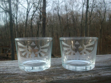 Zelda Royal-Hylian Crest Glass Candle Holders