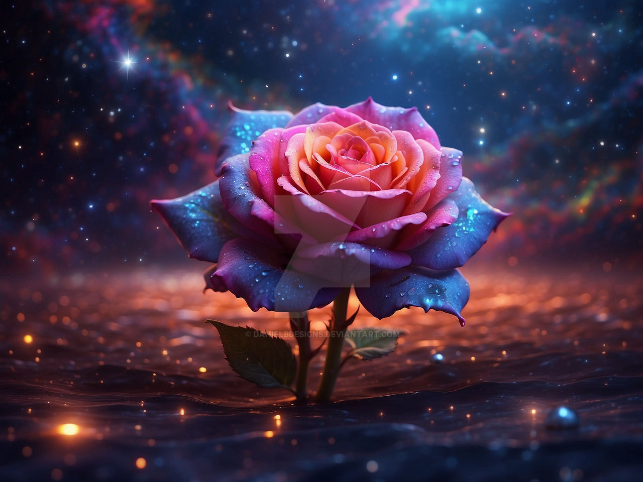 Celestial Rose: Ethereal Bloom in Deep Space by DanielBDesigns on ...