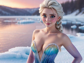 Elsa's Twilight Portrait by the Icy Lake