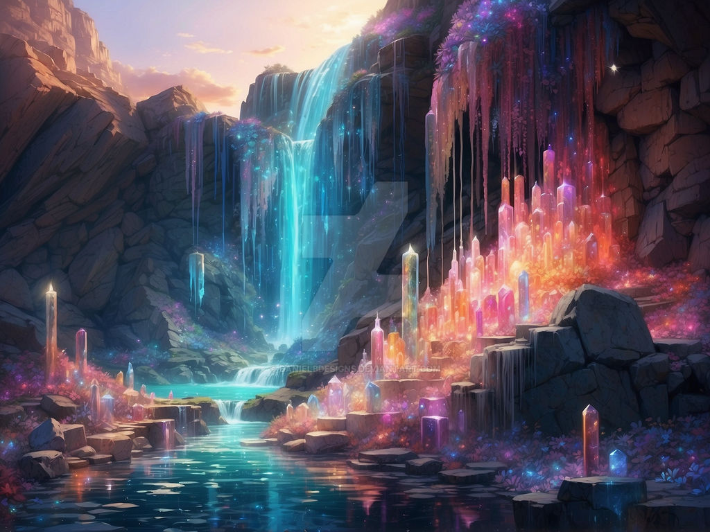 Enchanting crystal waterfall by DanielBDesigns on DeviantArt