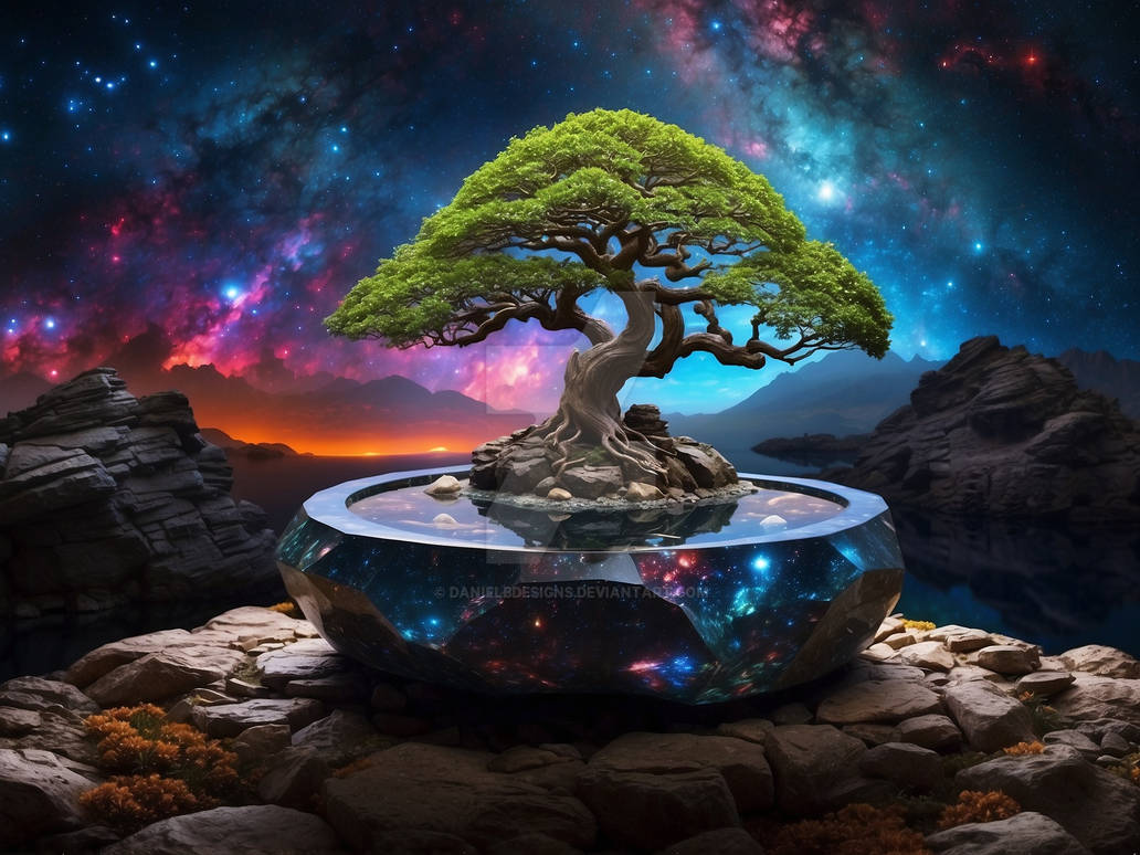 Galactic Zen: Bonsai's Cosmic Sanctuary by DanielBDesigns on DeviantArt
