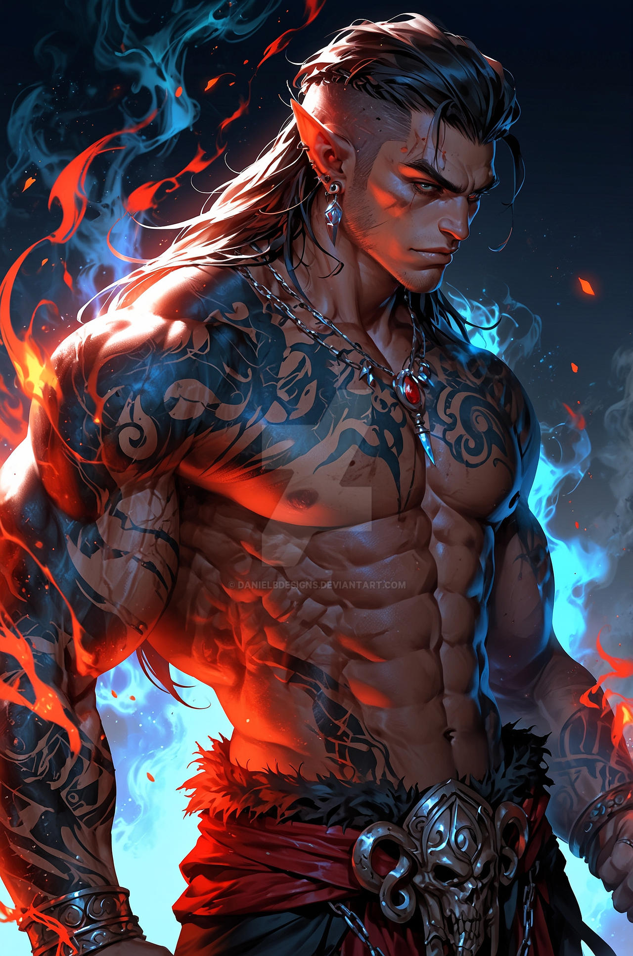 Fri Elf Elemental Elf - Fire and ice blended by DanielBDesigns on DeviantArt