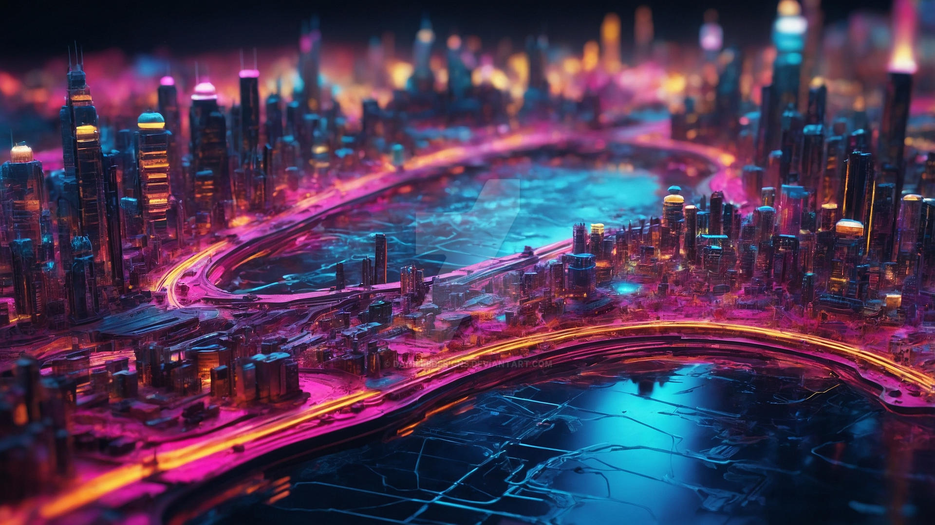 Neon Core: The City Within the CPU by DanielBDesigns on DeviantArt