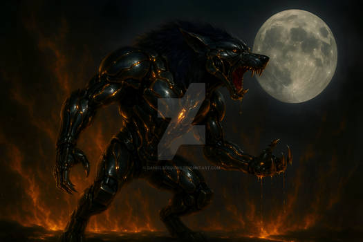 Cyber Werewolf - Dark Lycanthrope Digital Fantasy