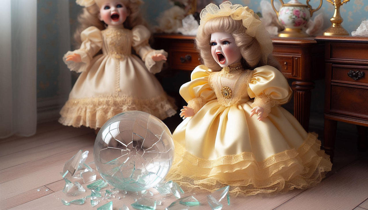 Clumsy doll broke the crystal ball