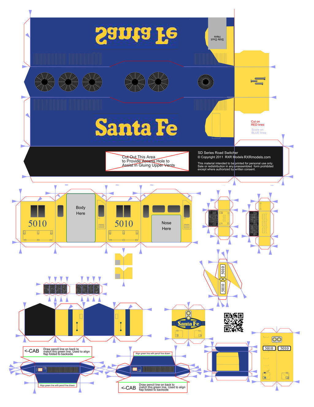 Paper Train Model Rxr SD Road Switcher santa fe papercraft part1 by jackobonnie1983 on DeviantArt
