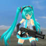 hatsune miku with a shotgun