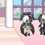 two characters in a dress up game with too many ad