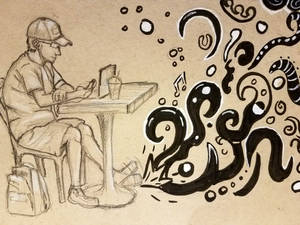 Live sketch at cafe