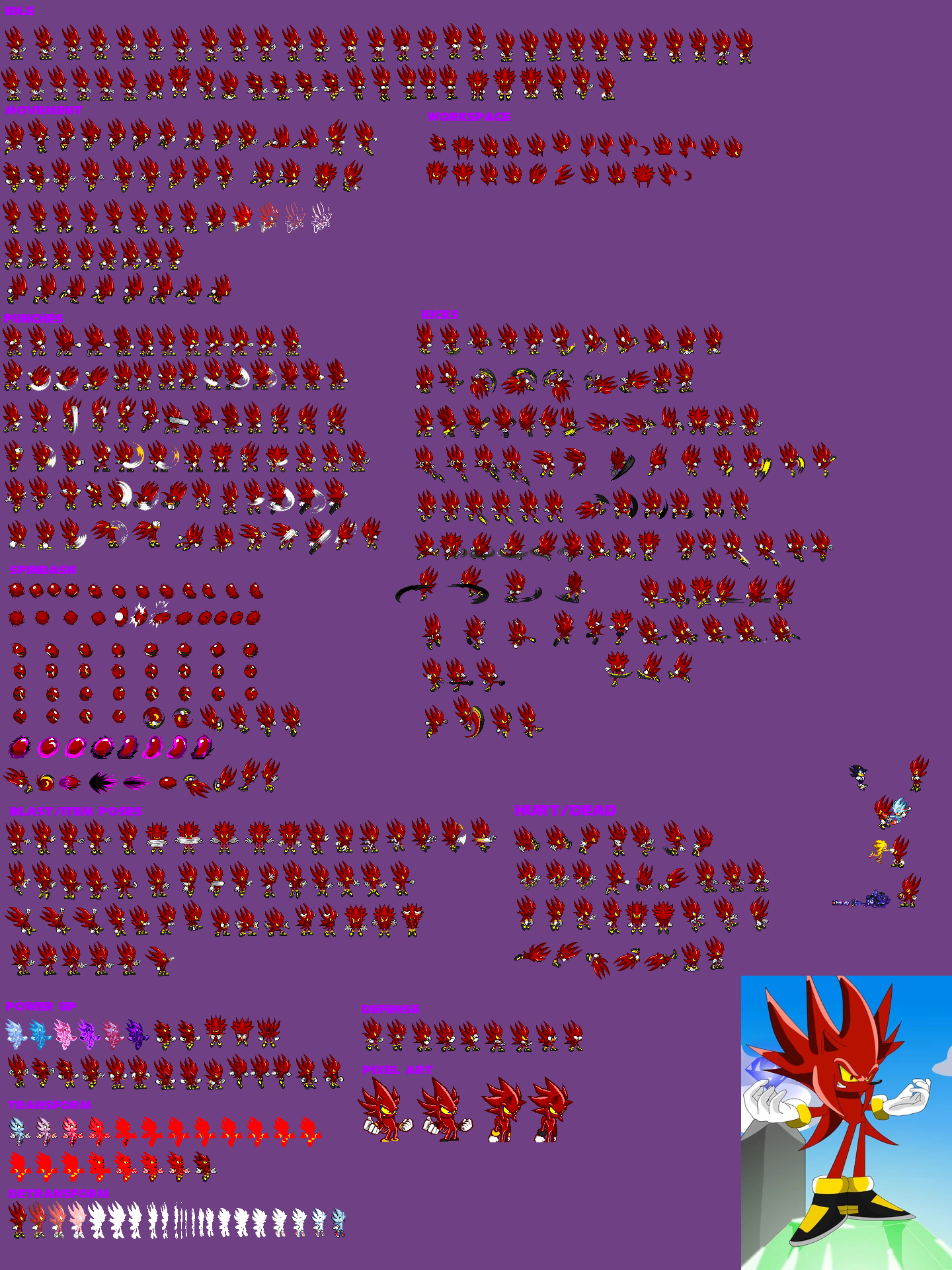 Perfect Nazo The Hedgehog Sprites