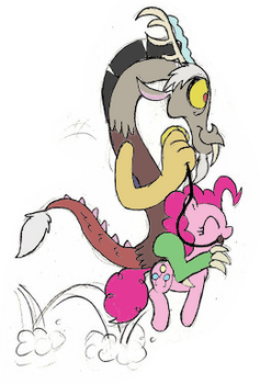 Mickeymonster's discord riding Pinkie Pie w color