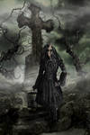 Gothic Girl with Raven by KarinClaessonArt