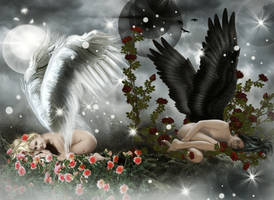 Light vs Dark Angel by KarinClaessonArt