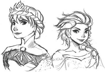 Coronation and Snow Queen Elsa Sketches