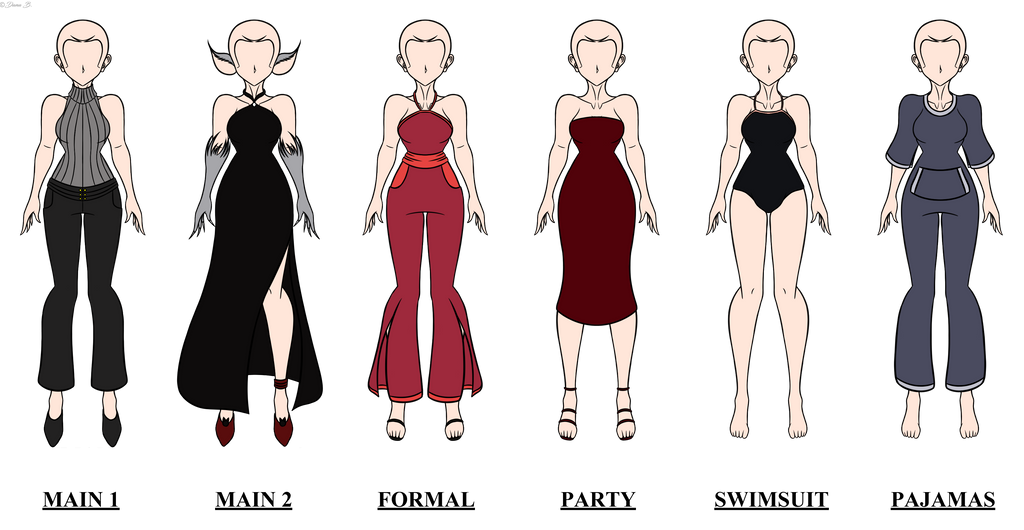 Eva Lyon Clothes References by FashionAnimeDesigner