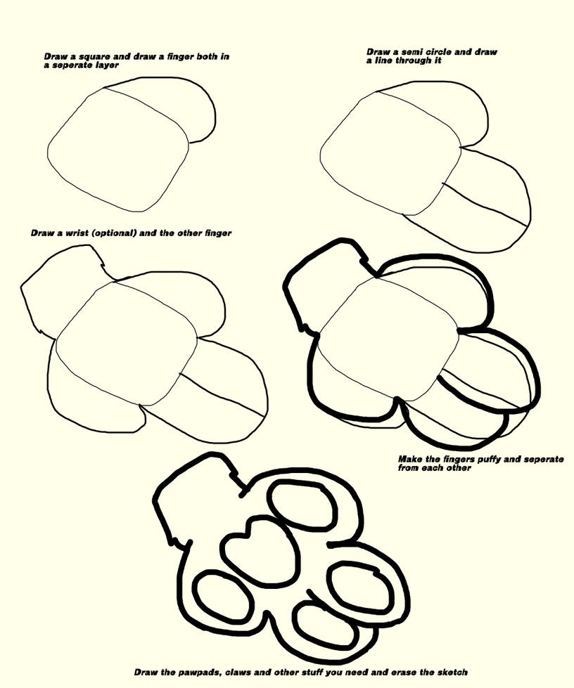 How to draw furry paws tutorial by Ying-YangWolf on DeviantArt