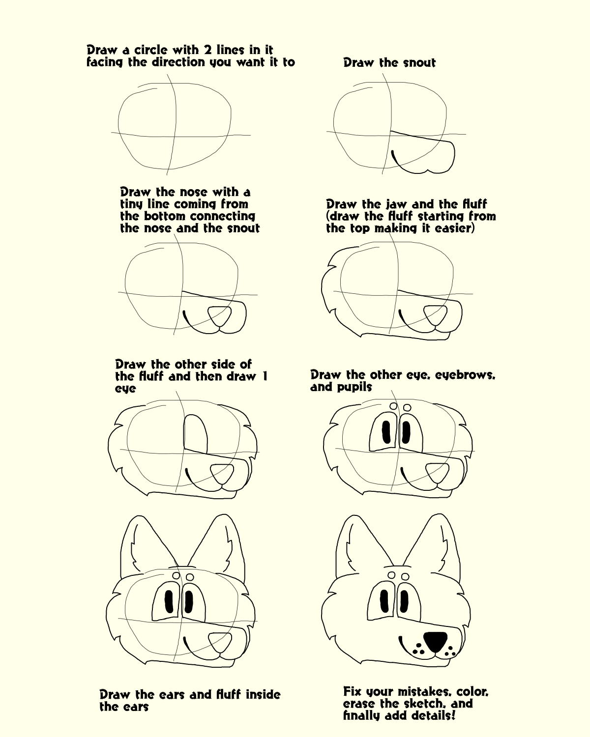 How to draw a toony furry head tutorial (canine) by Ying-YangWolf on ...