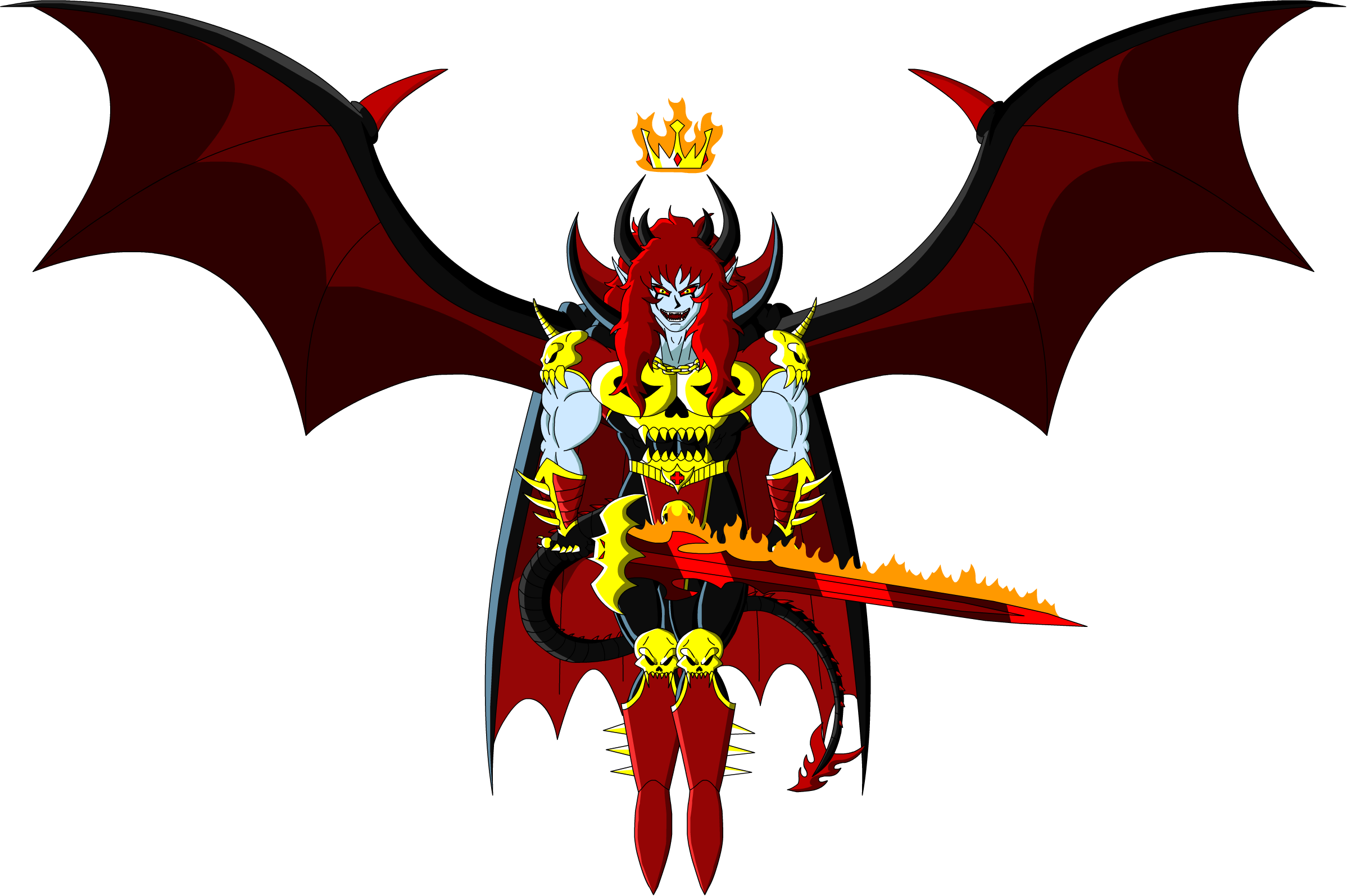 Premium AI Image  An angel of death with black wings and demonic fiery  eyes stands with his magic sword