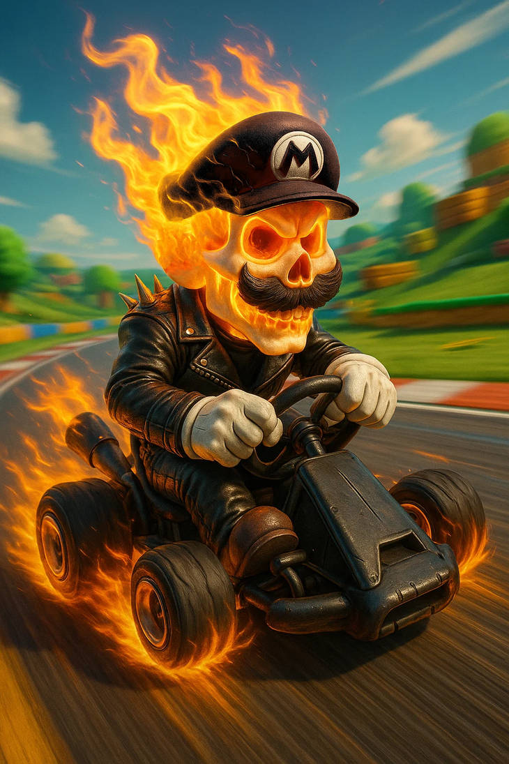 Mario Headless Rider Mario as Ghost Rider by Crishark on DeviantArt