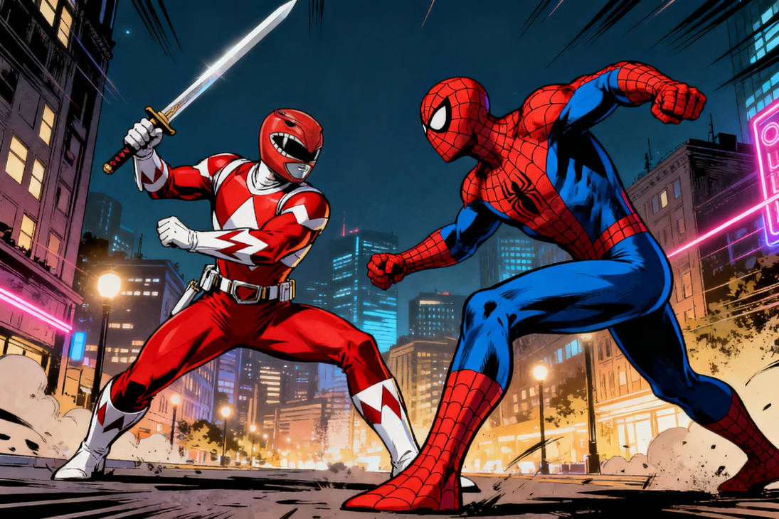 Red Ranger VS Spiderman by Crishark on DeviantArt
