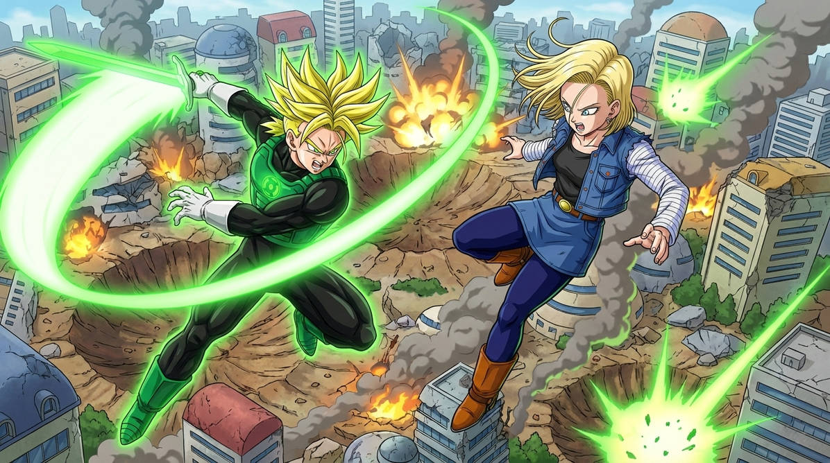 Trunks Vs Android Green Lantern Trunks VS Android 18 by Crishark on DeviantArt