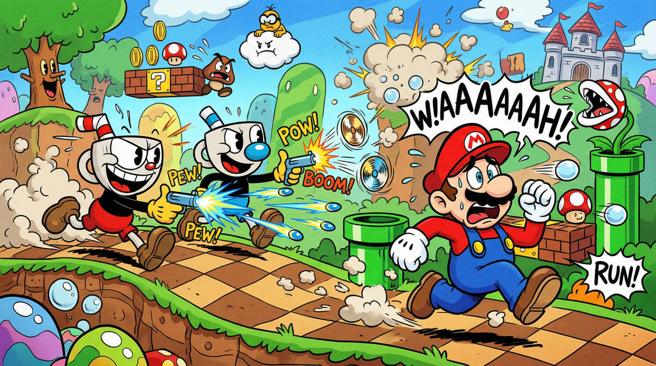 Mario Vs Ristar Mario VS Cuphead by Crishark on DeviantArt