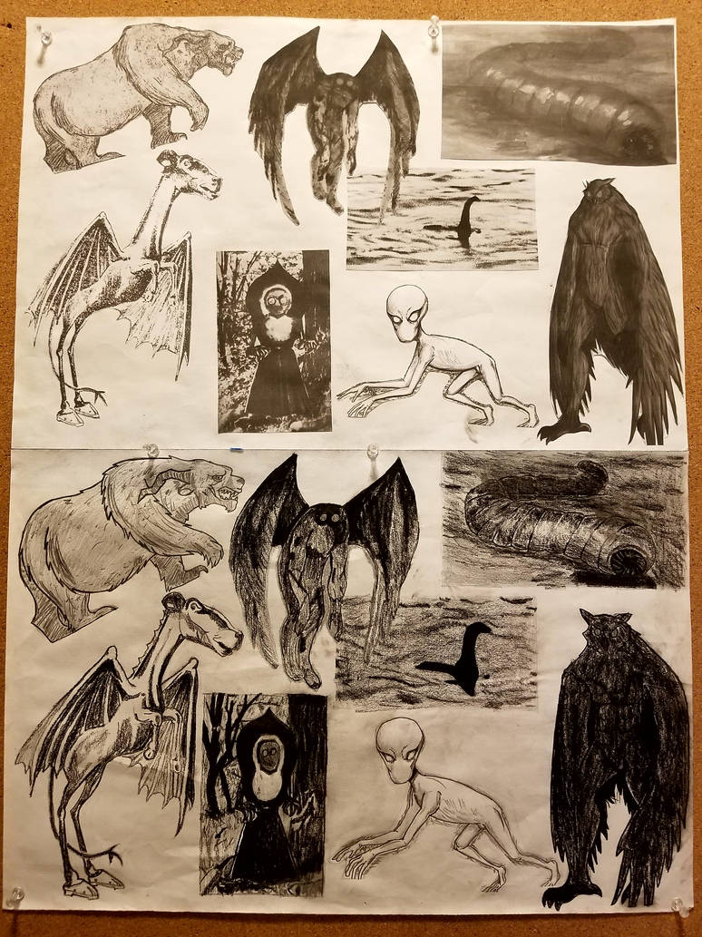 cryptid collage by Fidgetheart on DeviantArt