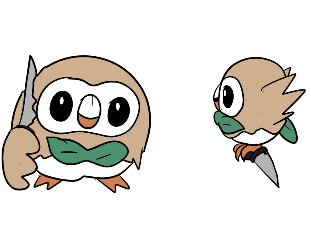 Rowlet Fighting Rowlet with a Knife by CBGog on DeviantArt