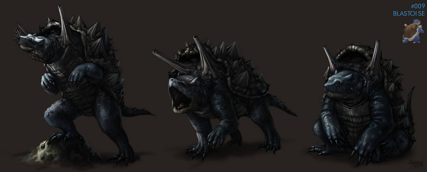 Realistic Blastoise Sketches by catandcrown