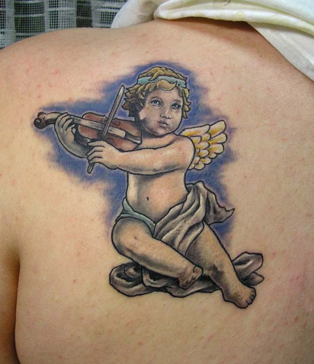 cherub with aa violin