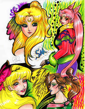 Four Sailor Senshi Rainbow Feathers Moon