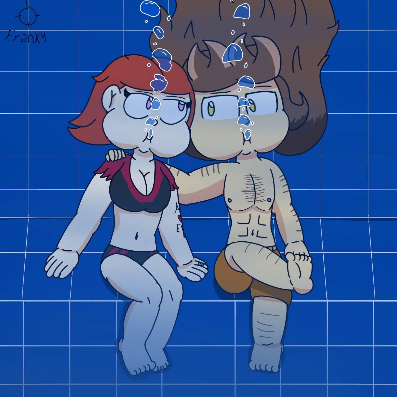 An fiery couple underwater