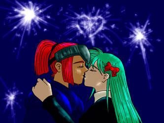 Firework-lit kisses