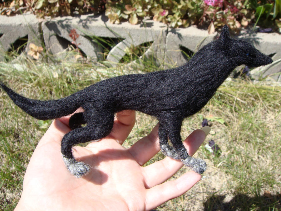 Needle Felted Black Wolf 2