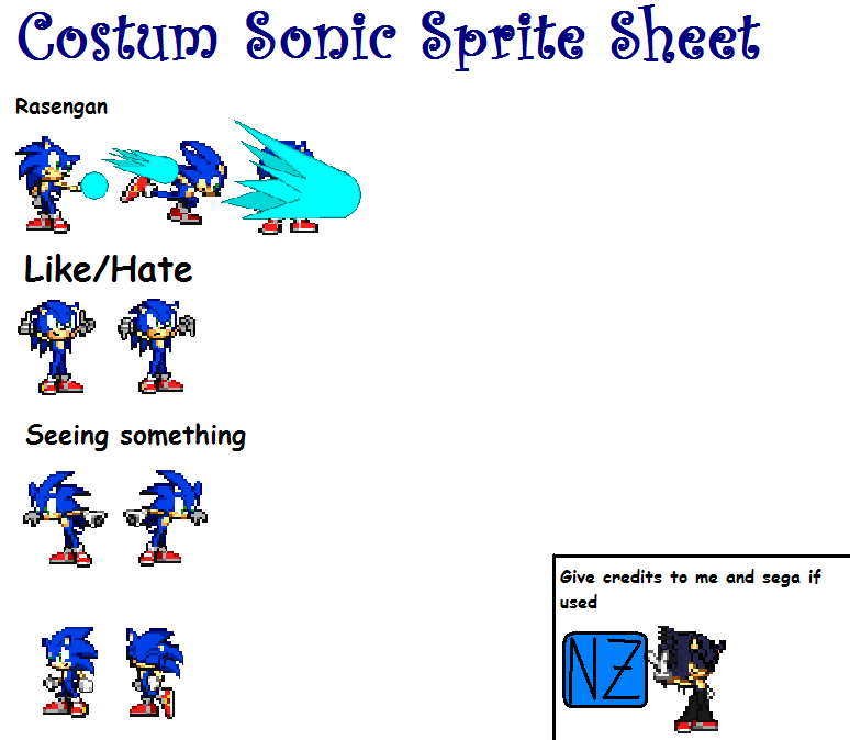 Custom Sonic Sprite Sheet by TaymenTheHedgehog on DeviantArt