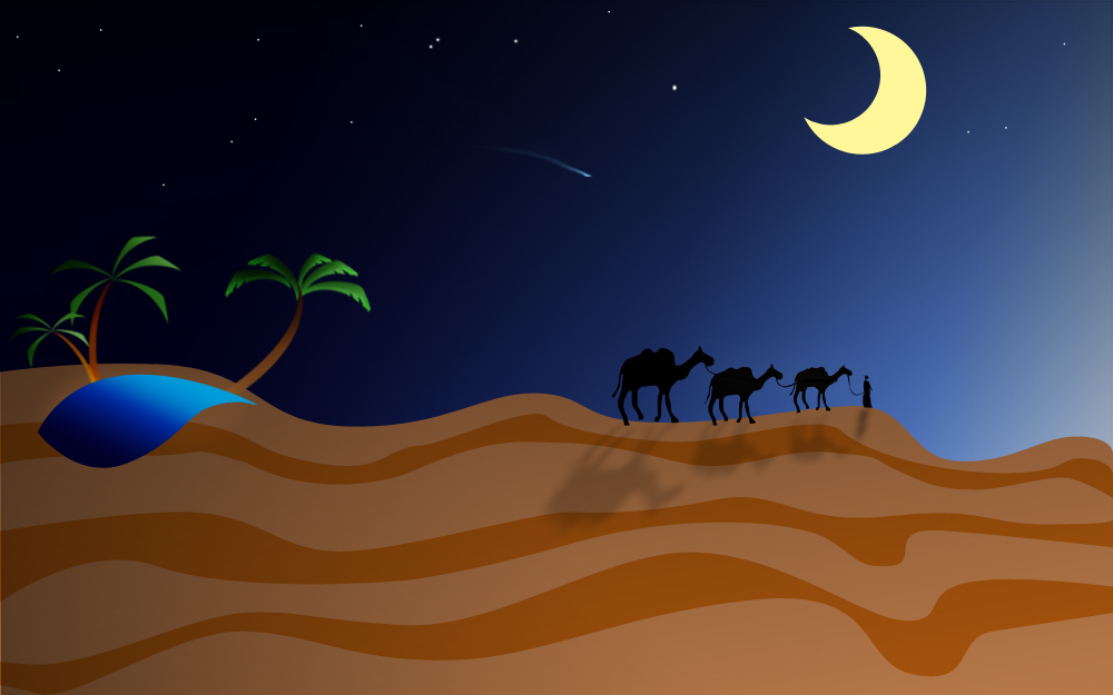 Arabian desert in the night